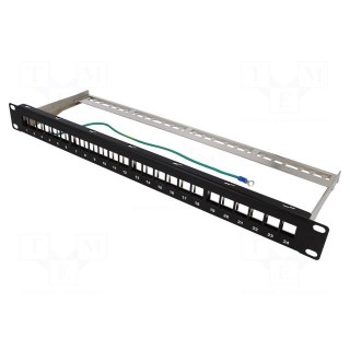 Patch panel | Keystone | Colour: black | Number of ports: 24