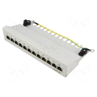 Patch panel | RJ45 | Cat: 6 | grey | Number of ports: 12