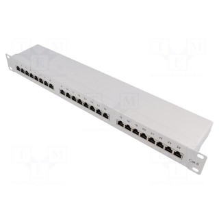 Patch panel | RJ45 | Cat: 6 | RACK | Colour: grey | Number of ports: 24