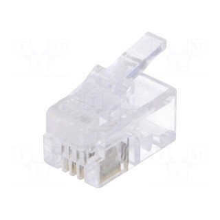 Plug | RJ10 | PIN: 4 | unshielded | gold-plated | Layout: 4p4c | for cable