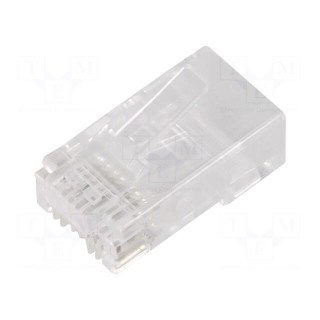 Plug | RJ45 | PIN: 8 | Cat: 5e | pass through | Layout: 8p8c | for cable