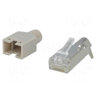 Plug | RJ45 | PIN: 8 | shielded,with strain relief | gold flash