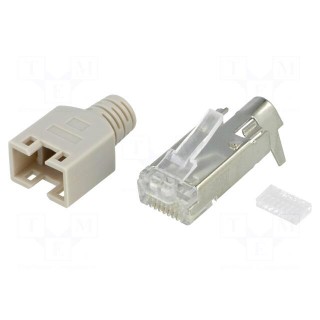 Plug | RJ45 | PIN: 8 | shielded,with strain relief | gold flash