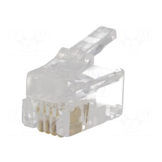 Plug | RJ9 | PIN: 4 | Layout: 4p4c | for cable | IDC,crimped