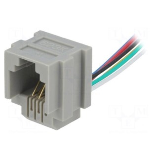Socket | RJ12 | 150mm | PIN: 6 | with panel stop blockade,with leads