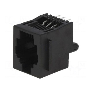 Socket | RJ12 | PIN: 6 | with panel stop blockade | Layout: 6p6c | THT