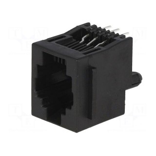 Socket | RJ12 | PIN: 6 | with panel stop blockade | Layout: 6p6c | THT