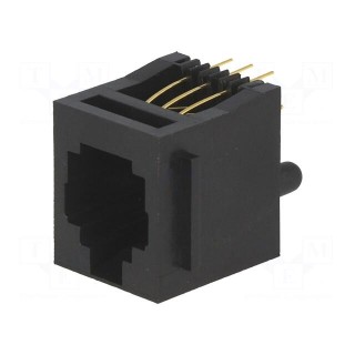 Socket | RJ12 | PIN: 6 | with panel stop blockade | polyester | UL94V-0