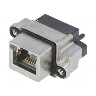 Socket | RJ45 | with LED | IP68 | THT | for panel mounting | straight