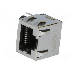 Socket | RJ45 | PIN: 8 | Cat: 5 | shielded | Layout: 8p8c | THT | on PCBs