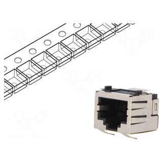 Socket | RJ45 | PIN: 8 | Cat: 5 | shielded | Layout: 8p8c | SMT | horizontal