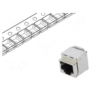 Socket | RJ45 | PIN: 8 | Cat: 5 | shielded | Layout: 8p8c | SMT | vertical