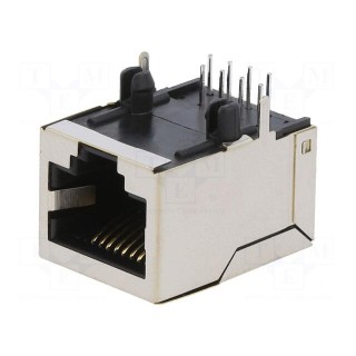 Socket | RJ45 | PIN: 8 | Cat: 5 | shielded | Layout: 8p8c | THT | angled