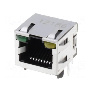 Socket | RJ45 | PIN: 8 | Cat: 5 | shielded,with LED | Layout: 8p8c | THT