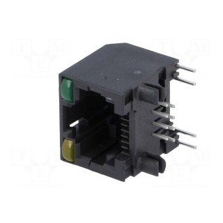 Socket | RJ45 | PIN: 8 | Cat: 5 | with LED,unshielded | Layout: 8p8c | THT