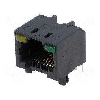 Socket | RJ45 | PIN: 8 | Cat: 5 | with LED,unshielded | Layout: 8p8c | THT
