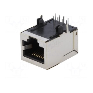 Socket | RJ45 | PIN: 8 | Cat: 5e | shielded | Layout: 8p8c | THT | angled