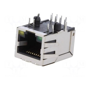 Socket | RJ45 | PIN: 8 | Cat: 5e | shielded | Layout: 8p8c | THT | angled