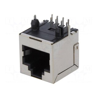 Socket | RJ45 | PIN: 8 | Cat: 6 | shielded | Layout: 8p8c | THT | angled