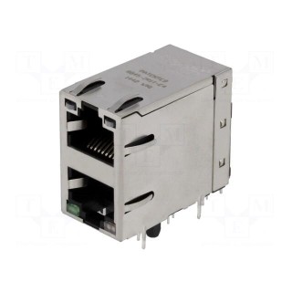 Socket | RJ45 | PIN: 8 | shielded,double,with LED | Layout: 8p8c | THT