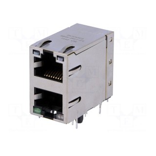 Socket | RJ45 | PIN: 8 | shielded,double,with LED | Layout: 8p8c | THT