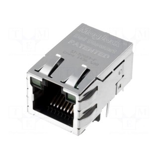 Socket | RJ45 | PIN: 8 | shielded,PoE,with LED | Layout: 8p8c | THT