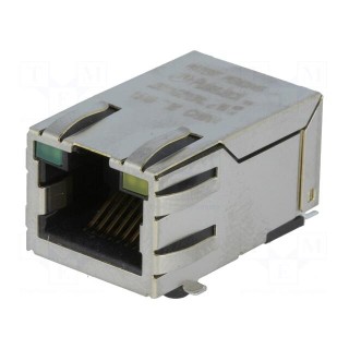 Socket | RJ45 | PIN: 8 | shielded,with LED | gold-plated | Layout: 8p8c