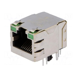 Socket | RJ45 | PIN: 8 | shielded,with LED | gold-plated | Layout: 8p8c