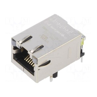 Socket | RJ45 | PIN: 8 | shielded,with LED | Layout: 8p8c | THT | angled