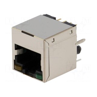 Socket | RJ45 | PIN: 8 | shielded,with LED | Layout: 8p8c | THT | straight