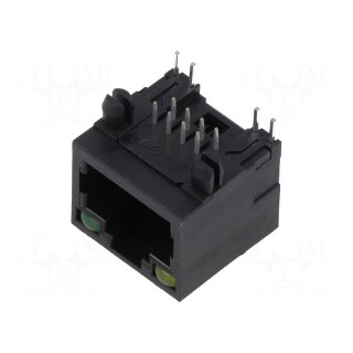 Socket | RJ45 | PIN: 8 | with LED | Layout: 8p8c | on PCBs,PCB snap | THT
