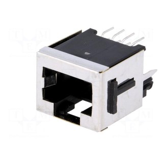 Socket | RJ45 | PIN: 8 | with panel stop blockade | Layout: 8p8c | THT