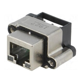 Socket | RJ45 | with LED | IP67 | THT | for panel mounting | angled 90°