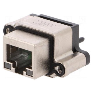 Socket | RJ45 | with LED | IP67 | THT | for panel mounting | straight