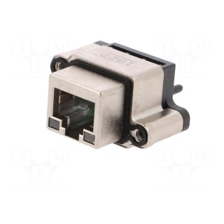 Socket | RJ45 | with LED | IP67 | THT | for panel mounting | straight