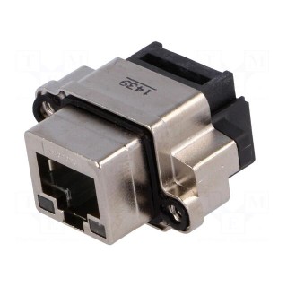 Socket | RJ45 | with LED | IP68 | THT | for panel mounting | angled 90°