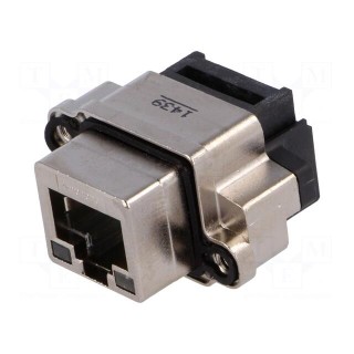 Socket | RJ45 | with LED | IP68 | THT | for panel mounting | angled 90°
