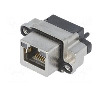 Socket | RJ45 | with LED | IP68 | THT | for panel mounting | straight