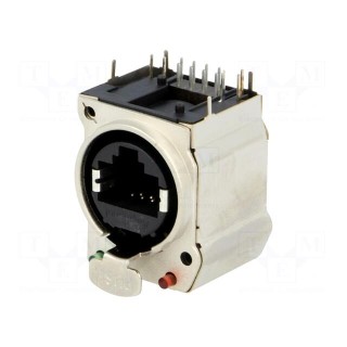 Socket | RJ45 | XLRnet | Cat: 5e | shielded,with LED,with push button