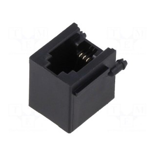 Socket | RJ9 | PIN: 4 | Layout: 4p4c | on PCBs,PCB snap | THT | angled 90°
