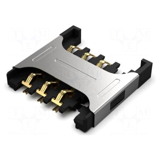 Connector: for cards | Micro SIM | push-pull | SMT | gold flash | PIN: 6