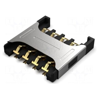 Connector: for cards | Micro SIM | push-pull | SMT | gold flash | PIN: 8