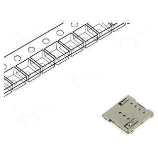 Connector: for cards | Micro SIM | push-push | SMT | gold flash | PIN: 8