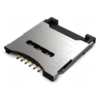 Connector: for cards | Micro SIM | with hinged cover | SMT | PIN: 6