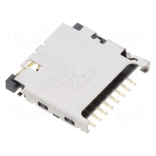 Connector: for cards | microSD | push-pull,top board mount | SMT