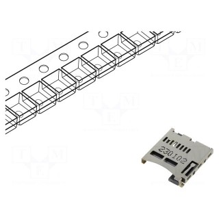 Connector: for cards | microSD | push-push | SMT | gold flash | PIN: 8