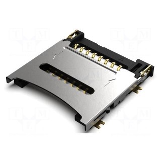 Connector: for cards | microSD | with hinged cover | SMT | gold flash