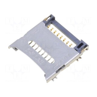 Connector: for cards | SD Micro | with hinged cover | SMT