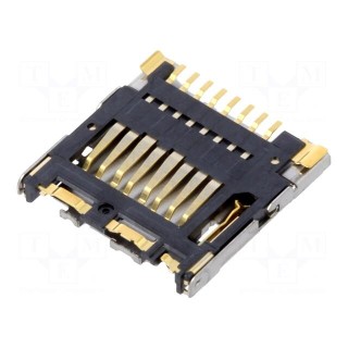Connector: for cards | microSD | SMT | on PCBs | gold-plated | PIN: 8