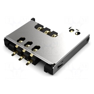 Connector: for cards | Mini SIM | push-pull | SMT | gold flash | PIN: 6
